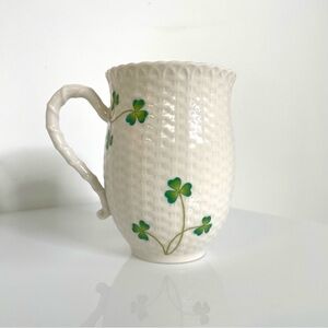 Kelly Green | Nantucket Home Porcelain Basketweave Mug w Shamrock Design | Stamp
